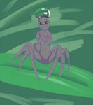  2015 4_eyes arachnid arthropod chest_tuft female leaf multi_eye nude solo spider spidertaur standing tggeko tuft water_hat 