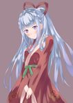  blue_hair blush emilia_(re:zero) kimono long_hair smile violet_eyes 