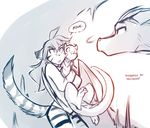  2017 angry annoyed anthro bottomless carrying clothed clothing dialogue digitigrade dragon ears_back english_text feline female feral feralized flora_(twokinds) fur group horn keidran larger_female male mammal membranous_wings monochrome partially_clothed simple_background size_difference sketch smaller_male striped_fur stripes text tiger tom_fischbach tongue tongue_out trace_legacy transformation twokinds webcomic white_background wings 