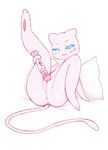  2017 anthro blue_eyes blush digital_media_(artwork) female hi_res legendary_pok&eacute;mon massager masturbation mew napdust nintendo pok&eacute;mon pussy simple_background solo video_games white_background 