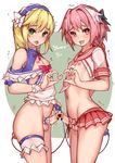  anal anal_object_insertion androgynous astolfo_(fate) blonde_hair blue_eyes blush braid censored chevalier_d'eon_(fate/grand_order) crossdressing erection fang fate/apocrypha fate/grand_order fate_(series) hair_ribbon halter_top halterneck headband heart heart-shaped_pupils heart_censor highres long_hair looking_at_viewer male_focus multiple_boys multiple_penises navel object_insertion open_mouth otoko_no_ko penis penises_touching pink_eyes pink_hair purple_eyes red_sailor_collar red_skirt ribbon sailor_collar saliva school_uniform serafuku simple_background single_braid skirt smile stmaster symbol-shaped_pupils transparent_censoring vibrator_in_anus yaoi 