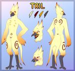  2017 amber_eyes anthro avian beak bird cream cream_feathers cute digital_media_(artwork) digitigrade eyeliner feathers fluffy fur girly hi_res makeup male model_sheet myna nude oriole ryukiin(artist) smile solo standing swallowing swift talons tan_fur tongue tongue_out tril yellow_eyes 