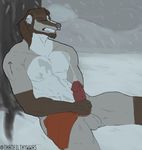  2017 abs animal_genitalia anthro badger balls biceps cum cumshot digital_media_(artwork) ejaculation erection fur hair humanoid_penis male mammal masturbation muscular mustelid nipples nude open_mouth orgasm penile_masturbation penis sex sketch smile solo standing wwas 