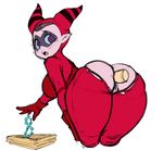  1girl anal artist_request ass blush gloves huge_ass looking_back open_mouth pink_skin pointy_ears pussy sakichan thick_thighs torn_clothes youkai_watch 