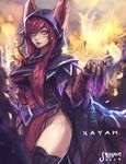  1girl animal_ears breasts league_of_legends purple_hair riot_games solo whisker_markings xayah 