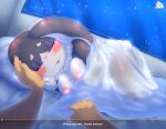 absurd_res anthro areola bedding big_areola big_breasts blanket bodily_fluids breasts caressing crossgender drooling duo english_text female first_person_view hi_res highoncoffee honkai:_star_rail human human_pov male male/female mammal married_couple mihoyo pom-pom_(honkai:_star_rail) pov_hands saliva shortstack sleeping text