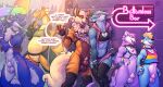 2026 animal_genitalia anthro arcanine biped blush chip_'n_dale_rescue_rangers claws cloaca clothed clothed_anthro clothed_male clothing countershade_torso countershading digital_drawing_(artwork) digital_media_(artwork) disney dragon dtz_(cdrr) english_text fingers front_view fur generation_1_pokemon genitals group hair hi_res horizontal_cloaca horn hyena male mammal mustelid mythological_creature mythological_scalie mythology navel nintendo otter outside pokemon pokemon_(species) scalie smile standing teeth text thesecretcave tongue