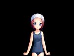  1girl black_background blue_eyes blue_one-piece_swimsuit blush breasts closed_mouth cowboy_shot flying_sweatdrops fumizuki_yukari game_asset hair_ornament hara_hara!! looking_at_viewer no_eyewear non-web_source official_art one-piece_swimsuit rabbit_hair_ornament rabbit_ornament raised_inner_eyebrows red_hair school_swimsuit self-datamine sena_mirai_(hara_hara!!) sidelocks simple_background small_breasts solo standing swimsuit tachi-e variant_set 