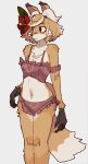 accessory anthro bikini breasts canid canine cleavage clothed clothing female flower flower_in_hair fox fur hair hair_accessory hhonchkrow234 hibiscus_(hhonchkrow234) mammal navel orange_body orange_fur plant solo standing swimwear tail two-piece_swimsuit