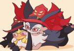 animated animated_gif anthro blinking braixen canid canine clothing duo embarrassed eyewear fan_character fingers fur generation_3_pokemon generation_6_pokemon glasses grey_body grey_fur hat headgear headwear heart_symbol loop mammal mawile nintendo pokemon pokemon_(species) red_body red_clothing red_fur red_headwear red_nose short_playtime usv02 white_body white_fur yellow_body