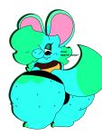 3:4 absurd_res alpha_channel ambiguous_gender anthro big_butt big_ears big_hair big_nose big_tail blue_body blue_hair butt claws clothed clothing ears_up eyelashes eyeshadow fangs feet fluffy fluffy_hair freckles green_hair hair hair_over_eye hi_res huge_butt huge_thighs kinganimator looking_at_own_butt looking_at_self looking_back makeup mammal mascara mouse multicolored_body multicolored_ears multicolored_hair multicolored_tail murid murine outline overweight panties paws pink_ears rear_view rodent simple_background sleeveless_sweater snootsy_(toothboot33) solo standing tail teeth thick_thighs toothboot33 transparent_background underwear wide_hips