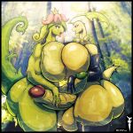 1:1 balls bayleef big_balls big_breasts big_butt big_penis bodily_fluids breasts butt clothing dinossom dnp101 generation_2_pokemon genitals gloves green_body green_skin gynomorph handjob handwear hi_res huge_breasts huge_butt huge_penis intersex kissing latex latex_clothing latex_gloves latex_handwear nintendo pal_(species) palmorph palworld penile penis pocketpair pokemon pokemon_(species) saliva sex thick_figure