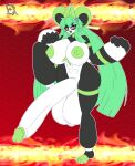 absurd_res anthro areola balls bear big_balls big_breasts big_penis black_body breasts derthevaporeon genitals giant_panda glans green_areola green_glans green_hair green_nipples gynomorph hair hi_res huge_balls huge_breasts huge_penis humanoid_genitalia humanoid_penis hyper hyper_balls hyper_genitalia hyper_penis intersex leaf leaf_on_head leafan_(pal) mai_(derthevaporeon) mammal nipples pal_(species) palmorph palworld penis pocketpair red_eyes solo white_balls white_body white_breasts white_penis