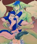 5:6 alien alien_genitalia anal animal_genitalia animal_penis anthro backsack balls black_fur_markings blue_body blue_egg blue_eyes blue_fur blue_hair blue_nipples blue_pawpads blue_penis blue_tongue bodily_fluids canid canine canine_genitalia canine_penis canis cum cyclops deaton duo egg egg_insertion fur genital_fluids genitals green_body green_fur hair hi_res hybrid kero knot knotted_penis long_tongue male male/male mammal nipples oviposition ovipositor ovipositor_penis pawpads penis piercing slimy_penis stray_productions tail tongue tongue_out tongue_piercing wolfdog