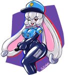 animate_inanimate anthro clothing doll ear_piercing ear_ring electroshock_weapon female handles_on_hips holding_object holding_taser holding_weapon inflatable lagomorph leporid living_inflatable living_sex_doll looking_at_viewer mammal nina_snowfield one_eye_closed piercing police police_officer police_uniform pooltoyneko rabbit ring_piercing solo taser tongue tongue_out uniform weapon wink winking_at_viewer