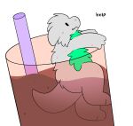 anthro beverage biped bubble_tea container cup dragon fur green_body green_fur grey_body grey_fur hi_res holding_on male mythological_creature mythological_scalie mythology scalie snuffles snuffles_(character) solo wet