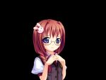  1girl black_background blue_eyes blush braid breasts closed_mouth collared_shirt fumizuki_yukari fuuka_school_uniform_(hara_hara!!) game_asset glasses hair_intakes hair_ornament hair_over_shoulder hands_on_own_chest hara_hara!! large_variant_set long_hair necktie non-web_source official_art puffy_short_sleeves puffy_sleeves rabbit_hair_ornament rabbit_ornament raised_inner_eyebrows red_hair red_necktie school_uniform self-datamine sena_mirai_(hara_hara!!) shirt short_sleeves sidelocks simple_background small_breasts solo standing tachi-e upper_body variant_set vest white_shirt 