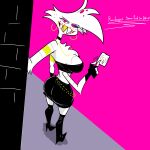 1:1 absurd_res angel_dust aptom7747 arachnid arthropod butt condom femboy hazbin_hotel hellaverse hi_res humanoid male sexual_barrier_device solo spider street_corner