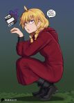 2026 6_eyes black_boots black_clothing black_eyes black_footwear black_legwear black_shirt black_stockings black_topwear blonde_hair boots clothing crossed_arms crouching daemons_of_the_shadow_realm demon dialogue english_text female female_focus footwear gabby_(daemons_of_the_shadow_realm) gabriel_(daemons_of_the_shadow_realm) hair hi_res human human_focus legwear mammal multi_eye open_mouth pigtails purple_eyes raised_hand rammionn red_clothing red_robe robe shirt shoes solo_focus speech_bubble stockings tan_body tan_skin text topwear