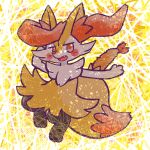 1:1 2025 ambiguous_anthro ambiguous_gender annyui0611 anthro biped blush blush_stickers braixen canid cute_fangs digital_drawing_(artwork) digital_media_(artwork) digitigrade dipstick_tail fangs food front_view full-length_portrait generation_6_pokemon hi_res japanese_description looking_at_viewer mammal markings nintendo object_in_tail open_mouth open_smile pokemon pokemon_(species) portrait pose shrimp_(food) simple_background smile snout solo tail tail_markings teeth translated_description
