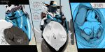 2:1 abdominal_bulge absurd_res almost_fully_inside anal anal_vore anthro bared_teeth belly big_belly big_butt big_ears blue_clothing body_outline brown_clothing buddy_(gurglegluts) bulge butt cactus canid canine canis cloak clothing clothing_bulge collared_shirt comic covered_in_goo cowboy cowboy_hat cowboy_outfit desert detailed_bulge domestic_dog double_barrel_shotgun dress_shirt duo endosoma english_text fluffy fluffy_tail footprint fur glorp grin gun gurgle_(sound_effect) gurglegluts handgun hat headgear headwear hi_res inside inside_clothing internal internal_anal jay_(gurglegluts) kerchief living_insertion long_term_endosoma machine male male/male mammal mixed_breed navel neck_tuft onomatopoeia pawprint plant poncho prey_outline protogen ranged_weapon rear_view revolver rumbling_stomach safe_vore same_size_vore sequence shepsky shirt shlick shlorp shotgun smile sound_effects squirm squirm_(sound_effect) squirming surprised tail teasing teeth text thick_thighs tight_belly tight_fit topwear trapped_in_butt trapped_in_clothing tuft vore weapon white_body white_fur wide_hips