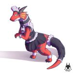 1:1 accessory angels_with_scaly_wings anna_(angels_with_scaly_wings) clothing dragon female feral furgonomics looking_at_viewer maid_uniform mythological_creature mythological_scalie mythology n1k0 scalie simple_background solo tail tail_accessory uniform white_background wingless_dragon