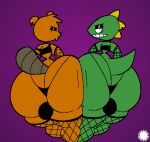 aliasing alternative_fashion anthro armwear artist_logo artist_name ass_to_ass beaver beaver_(beaver_and_steve) beaver_and_steve bedroom_eyes big_butt brown_body brown_fur bubble_butt bulge bulge_from_behind butt butt_squish choker clothing crop_top curvy_figure digital_media_(artwork) duo ear_piercing ear_ring eyelashes eyeshadow femboy fishnet_armwear fishnet_clothing fishnet_legwear fishnet_thigh_highs fur goth green_body head_tuft hi_res huge_butt jewelry legwear lizard logo looking_at_viewer looking_back looking_back_at_viewer makeup male mammal narrowed_eyes necklace piercing rear_view reptile ring_piercing rodent scalie seductive shirt signature small_waist squish steve_(beaver_and_steve) text thatdawgmurray thick_thighs thigh_highs thong topwear tuft underwear wasp_waist wide_hips