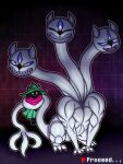 2026 3:4 3_eyes 3_heads anthro anthro_on_feral bestiality big_hat biped black_body black_fur blue_eyes blush bovid caprine clothing clover_(deltarune) darkner deltarune digital_media_(artwork) duo english_text eyes_closed female feral fur goat green_clothing green_hat green_headwear green_robe grin hat headgear headwear hi_res larger_female larger_feral male male/female mammal multi_eye multi_head muscular muscular_feral nxisnash ralsei robe sharp_teeth sitting size_difference smaller_anthro smaller_male smile tail_wrapped_around_body teeth text undertale_(series) white_body wizard_hat