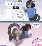 absurd_res anal anal_penetration anthro backsack balls big_penis biped black_bottomwear black_clothing black_hair blue_clothing blue_topwear blush bodily_fluids bottomwear butt caine_censorship cat_sona_(mr-shin) censor_bar clothed clothed_anthro clothed_male clothing comic cross-popping_vein cute_fangs dialogue domestic_cat duo english_text fangs felid feline felis foreskin genitals glitch_productions hair heart_eyes heart_symbol hi_res humanoid_genitalia humanoid_penis male male_anthro mammal mr-shin object_in_ass open_mouth pawpads penetration penis pink_pawpads sex_toy sex_toy_in_ass sex_toy_insertion speech_bubble standing sweat sweatdrop sweaty_butt tail teeth text the_amazing_digital_circus tongue tongue_out topwear vibrator vibrator_in_ass