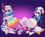 anal_oviposition anthro areola balls barbell_piercing big_breasts bite biting_lip black_areola black_ears black_nipples black_spots blue_body blue_fur blue_hair_tips blue_inner_ear blue_lipstick blue_nipples blue_tongue blush blush_lines bodily_fluids bodypaint both_pregnant breasts digital_drawing_(artwork) digital_media_(artwork) duo ear_piercing ear_ring easter easter_egg egg eyeshadow facial_piercing female fur genital_fluids genitals gradient_hair gynomorph hair heterochromia hi_res holidays horn humanoid_genitalia humanoid_penis industrial_piercing intersex lagomorph leaking_precum leporid lipstick looking_pleasured makeup mammal markings multiple_pregnancies navel nekrozs_(character) nipple_barbell nipple_piercing nipples nose_piercing nose_ring nude nude_anthro nude_female nude_gynomorph open_mouth outie_navel oviposition painted_belly penis piercing pink_inner_ear precum pregnant pregnant_anthro pregnant_female pregnant_gynomorph pregnant_intersex purple_eyes rabbit ribbons ring_piercing ryunwoofie sitting spots spotted_body spotted_fur spread_legs spreading stretched_anus stretched_vagina tongue trans_(lore) vaginal_oviposition white_body white_fur white_hair yellow_eyes zia_dog