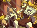 ace_heart_(ids) anthro black_clothing black_shirt black_topwear blonde_hair blue_eyes bottomwear canid canine canis changed_(video_game) clothing duo ed_(silenced) female female/female fight forest forest_background group gun hair hidden ids_(user) long_hair male male/female mammal melee_weapon messy_hair pants plant ranged_weapon red_bottomwear red_clothing red_eyes red_pants sharp_teeth shirt short_hair sword tan_hair teeth topwear tree trio unknown_artist weapon white_clothing white_shirt white_topwear wolf yellow_eyes