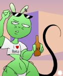 12_oz._mouse 4_fingers adult_swim aliasing anthro artist_logo artist_name beer_bottle bottle cartoon_network clothing container crop_top curvy_figure digital_media_(artwork) ear_piercing ear_ring eyelashes eyewear femboy fingers fitzboi fur grand_theft_auto grand_theft_auto_vi green_body green_fur gta_vi_cover_girl heart_symbol hi_res logo looking_at_viewer male mammal meme mouse mouse_fitzgerald murid murine navel piercing ring_piercing rockstar_games rodent shirt signature small_waist solo sunglasses tail text thatdawgmurray thong topwear underwear wasp_waist whiskers wide_hips