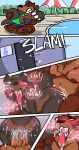 absurd_res anal anal_fluids bear big_butt big_penis blush bodily_fluids bouncing_butt brown_body butt comic comicpage createdbyniya door_slam drooling duo erection fullcolor gagging genitals hi_res locker_room locker_room_sex male male/male mammal moan moisture mustelid nude open_mouth otter otter_tail otteraddiction ozzy(createdbyniya) penetration penile penile_penetration penis running saliva sex size_difference slam slamming sweat sweatdrop teeth teeth_showing tongue tongue_out wet woodytheburr zoom