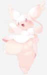 2026 anthro biped blush blush_lines breasts digital_drawing_(artwork) digital_media_(artwork) eyelashes featureless_crotch feet female fingers generation_6_pokemon hi_res leg_markings low-angle_view markings mega_audino mega_evolution multicolored_body nintendo nude open_mouth pink_eyes pokemon pokemon_(species) pokemorph pseudo_clothing simple_background slightly_chubby slightly_chubby_anthro slightly_chubby_female small_breasts socks_(marking) solo tail tan_body thick_thighs three-quarter_view two_tone_body white_body white_slime_(artist)