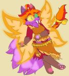 2021 4_tails absurd_res accessory ahoge anthro breasts brown_body brown_clothing brown_ears brown_fur canid canine clothing demigirl_(lore) eyelashes faerie_neopet fangs felid female fire_faerie fox fur glowing glowing_ears glowing_eyes glowing_markings glowing_tail glowing_wings green_eyes hair hair_accessory hair_ribbon hi_res hybrid inner_ear_fluff mammal markings multi_tail multicolored_hair neopet_(species) neopets nonbinary_(lore) orange_hair orange_wings pawpads pink_pawpads prehistoric_species purple_body purple_fur purple_inner_ear_fluff purple_tail red_body red_fur red_hair red_tail ribbons robyn_(robynsnowyfoxxo) robynsnowyfoxxo saber-toothed_tiger sabertooth_(anatomy) solo tail tan_clothing teeth trans_(lore) trans_woman_(lore) tuft two_tone_hair two_tone_wings wings yellow_clothing yellow_eyes yellow_ribbon yellow_wings