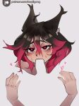 2026 animal_humanoid blush braided_hair cactigang canid canid_humanoid canine canine_humanoid fellatio femboy first_person_view fox_humanoid hair heart_eyes heart_symbol hi_res humanoid inner_ear_fluff invisible invisible_penis male mammal mammal_humanoid negative_space negative_space_oral_(meme) obscured_oral oral penile sasha_(cactigang) sex simple_background solo tuft