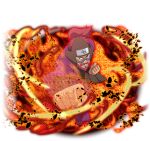  1boy beard black_boots boots clenched_hands facial_hair iwagakure_symbol japanese_clothes looking_at_viewer naruto_(series) naruto_shippuuden naruto_shippuuden:_ultimate_ninja_blazing official_art open-toe_boots red_hair roushi_(naruto) solo 