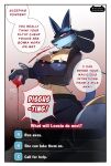 2026 alcohol alternative_fashion anthro beverage big_breasts black_body black_bottomwear black_clothing black_fur blue_body blue_fur border bottomwear breasts choice clothed clothing collar comic container crossed_arms cup denim denim_bottomwear denim_clothing dialogue digital_media_(artwork) drinking_glass duo ear_piercing english_text female fur generation_1_pokemon generation_4_pokemon glass glass_container glass_cup goth grey_body hi_res huge_breasts humanoid jacket jeans lousia_(wittlemoew) lucario machamp machampion_(wittlemoew) makeup male muscular nintendo open_clothing open_jacket open_topwear pants piercing pokemon pokemon_(species) pokemorph red_eyes spiked_drink spikes spikes_(anatomy) spilling_drink spitting_drink text thick_thighs topwear tube_top unimpressed white_border wide_hips wine wine_glass wittlemoew yellow_body yellow_fur