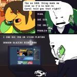 1:1 adult_swim cartoon_network charlie_dompler comic deltarune demon dialogue duo english_text gaster human kris_dreemurr lightner male mammal monster sebadoesntexist smiling_friends steam_(software) text third-party_edit undertale undertale_(series) unknown_species valve