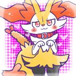 1:1 2025 :3 ambiguous_anthro ambiguous_gender annyui0611 anthro biped blush blush_stickers bodily_fluids border braixen canid closed_smile collar collar_only digital_drawing_(artwork) digital_media_(artwork) dipstick_tail fake_whiskers food front_view generation_6_pokemon heart_eyes heart_symbol hi_res japanese_description looking_at_viewer mammal markings mouth_closed nintendo nude object_in_tail paw_pose pokemon pokemon_(species) portrait pose shrimp_(food) simple_background smile solo standing sweat sweatdrop tail tail_markings three-quarter_portrait translated_description white_border