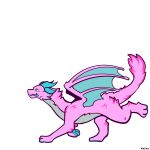 1:1 animated animated_gif aurorae dragon feral fluffy fluffy_tail fur furred_dragon furred_scalie hi_res horn kaeru male mythological_creature mythological_scalie mythology pawpads pink_body pink_fur running running_in_circles scalie short_playtime solo tail teal_horn wings zoomies
