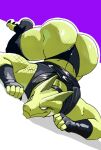 2026 3_toes 4_fingers anthro ass_up big_butt biped black_claws black_clothing black_collar black_gloves black_handwear black_legwear black_thigh_highs black_thong black_topwear black_underwear butt claws clothed clothed_anthro clothed_male clothing collar crimenes digital_drawing_(artwork) digital_media_(artwork) empty_eyes epic_games feet fingerless_gloves fingers fortnite glistening glistening_butt glistening_clothing gloves green_body green_scales handwear hybrid_(fortnite) legwear lizard male male_anthro mouth_closed muscular muscular_anthro muscular_male outline purple_background reptile scales scalie simple_background solo spanish_description thigh_highs thong toe_claws toeless_thigh_highs toes topwear underwear white_background white_eyes white_outline