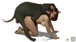 2026 5_fingers 5_toes absurd_res ambiguous_penetration areola bed_sheet bedding bestiality black_body black_fur breasts brown_hair canid canine canis collar collar_only colored digital_media_(artwork) digital_painting_(artwork) doggystyle domestic_dog duo faceless_character faceless_feral faceless_male feet female female_penetrated feral feral_penetrating feral_penetrating_human fingers from_behind_position fur hair heart_symbol hi_res human human_on_feral human_penetrated interspecies looking_at_another looking_at_partner looking_back lupaningyo male male/female male_feral male_penetrating male_penetrating_female mammal mating_grip mostly_nude_feral mostly_nude_male nude nude_female nude_human painting_(artwork) paws penetration qr_code realistic_feral sex shaded short_hair side_view signature simple_background smile teeth text toes url white_background