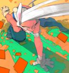 a_4_k_a action_pose angry animal_humanoid bodily_fluids bottomwear clenched_teeth clothing constricted_pupils crouching digital_drawing_(artwork) digital_media_(artwork) dripping female gloves hair handwear hi_res high-angle_view humanoid inner_ear_fluff kneeling lagomorph lagomorph_humanoid leporid_humanoid long_ears long_hair mammal mammal_humanoid my_hero_academia pants pose pupils rabbit_humanoid red_eyes round_tail rumi_usagiyama saliva saliva_drip small_pupils small_tail solo spread_legs spreading tail tan_body tan_skin tears teeth tuft white_hair