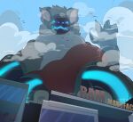 anthro bulge first_person_view genitals hi_res humor looming machine macro male megfluff penis perspective pixel protogen solo toony