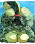 4:5 alligator alligatorid anthro bedroom_eyes big_breasts big_butt big_tail bikini bikini_bottom bikini_bottom_only breasts butt cleavage clothed clothing crocodilian curvy_figure facial_piercing female front_view green_body green_scales hi_res huge_breasts huge_butt huge_hips huge_thighs murlbius narrowed_eyes non-mammal_breasts nose_piercing nose_ring piercing reptile ring_piercing scales scalie seductive sharp_teeth solo swimwear tail teeth thick_tail thick_thighs topless topless_female two-piece_swimsuit wide_hips