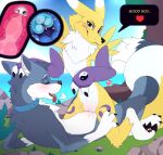 2024 3_claws 3_fingers 3_toes animal_genitalia animal_penis anthro anthro_on_anthro anthro_penetrated anthro_penetrating anthro_penetrating_anthro bandai_namco biped black_claws black_nose black_pawpads blue_body blue_collar blue_ears blue_eyes blue_fur blue_sky blue_tail bodily_fluids canid canine canine_genitalia canine_penis canis cervical_contact cervical_penetration claws clitoris clothed clothed_anthro clothed_female clothed_male clothing collar collar_only cowgirl_position cum cum_from_vagina cum_in_uterus cum_in_vagina cum_inside cutaway day detailed_background dialogue digimon digimon_(species) digital_drawing_(artwork) digital_media_(artwork) digitigrade dipstick_ears dipstick_tail duo ear_markings ejaculation english_text entwined_tails eyelashes eyes_closed facial_markings featureless_chest feet female female_anthro female_on_top female_penetrated finger_claws fingers fox from_front_position fungus fur fur_markings genital_fluids genitals gloves good_boy grass handwear head_markings heart_symbol hi_res impregnation inner_ear_fluff internal internal_vaginal knot knotted_penis knotting leaf leg_markings looking_pleasured lying male male/female male_anthro male_on_bottom male_penetrating male_penetrating_female mammal markings meraence mostly_nude mostly_nude_anthro mostly_nude_female mostly_nude_male multicolored_body multicolored_ears multicolored_fur multicolored_tail mushroom nature neck_tuft nude nude_anthro nude_female nude_male on_back on_bottom on_grass on_ground on_top orgasm orgasm_face outside outside_sex ovum pawpads penetration penile penile_penetration penis penis_in_vagina pink_clitoris pink_penis plant purple_body purple_clothing purple_fur purple_gloves purple_handwear purple_markings red_tongue renamon rock sea seaside sex sky smile smiling_at_another smiling_at_partner snout speech_bubble sperm_cell tail tail_coil tail_markings text toe_claws toes tongue tongue_out tree tree_trunk tuft two_tone_ears two_tone_tail uterus vaginal vaginal_canal vaginal_penetration water white_body white_ear_tips white_ears white_fur white_inner_ear white_inner_ear_fluff white_tail white_tail_tip wolf yellow_ears yellow_tail yin_yang