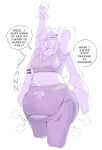 anthro big_diaper bunnybunpamps clothed clothing diaper diaper_under_clothing digital_media_(artwork) english_text feces female fur hair hi_res lagomorph leporid mammal rabbit simple_background soiled soiled_diaper soiling solo tail text unclean_diaper used_diaper waking_up wearing_diaper