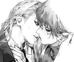  2boys alternate_costume asymmetrical_bangs black_eyeliner collared_shirt deidara_(naruto) eyeliner formal_clothes gggdqp3mq glass glasses hand_in_another's_hair imminent_kiss jewelry long_hair looking_at_another makeup male_focus multiple_boys naruto_(series) naruto_shippuuden parted_lips ring sasori_(naruto) shirt short_hair simple_background suit wedding_ring white_background yaoi 