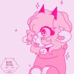 1:1 absurd_res anthro bell bell_collar blush bovid caprine clothing collar curly_hair femboy hair heart_eyes heart_symbol hi_res hoodie horn long_hair male mammal mun-shipu sheep solo tongue tongue_out topwear